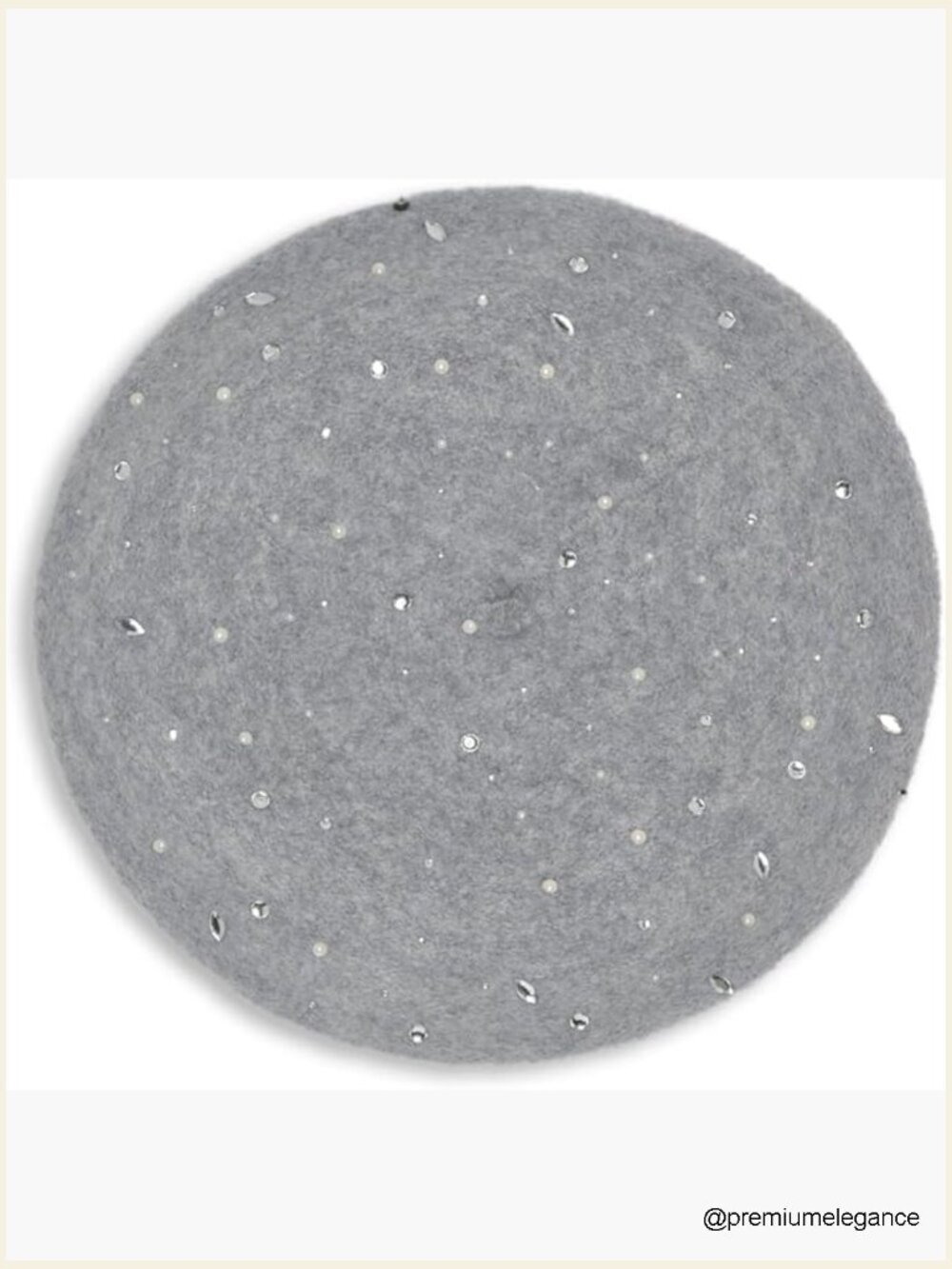 Crystal and Pearl Studs Beret Hat - Warm Winter Cap